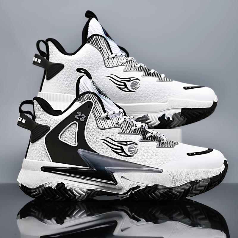 Basketball shoes men's new 2025 leather surface high-top sports shoes non-slip rubber sole competition shoes friction sound