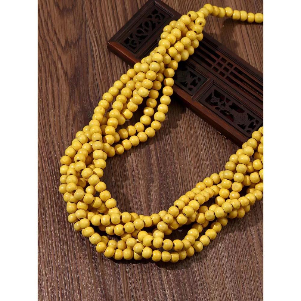 Vintage Ethnic Bohemian Beaded Necklace Long Statement Pendant with Red Wooden Beads and Coconut Shell Handmade Craftsmanship for Layering