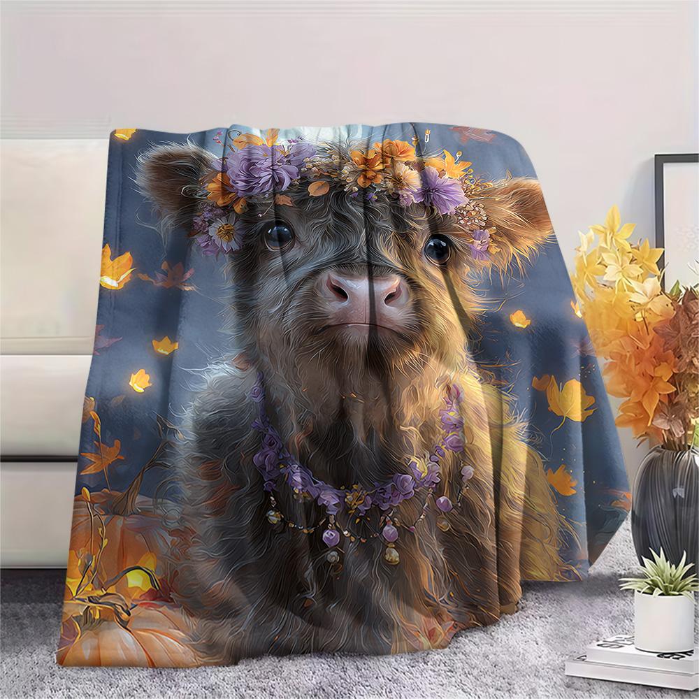 

Cattle Print Flannel Blanket, High quality Comfortable for All Seasons, Home Decor, Warmth and Comfort, Perfect for Christmas Gifts 80cm x 120cm