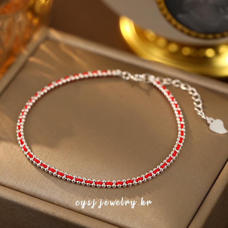 Cui Yan S925 Sterling Silver Korean-Style Zodiac Red Rope Bracelet for Women - Light Luxury, Simple Design, Hot-Selling Hand Jewelry.