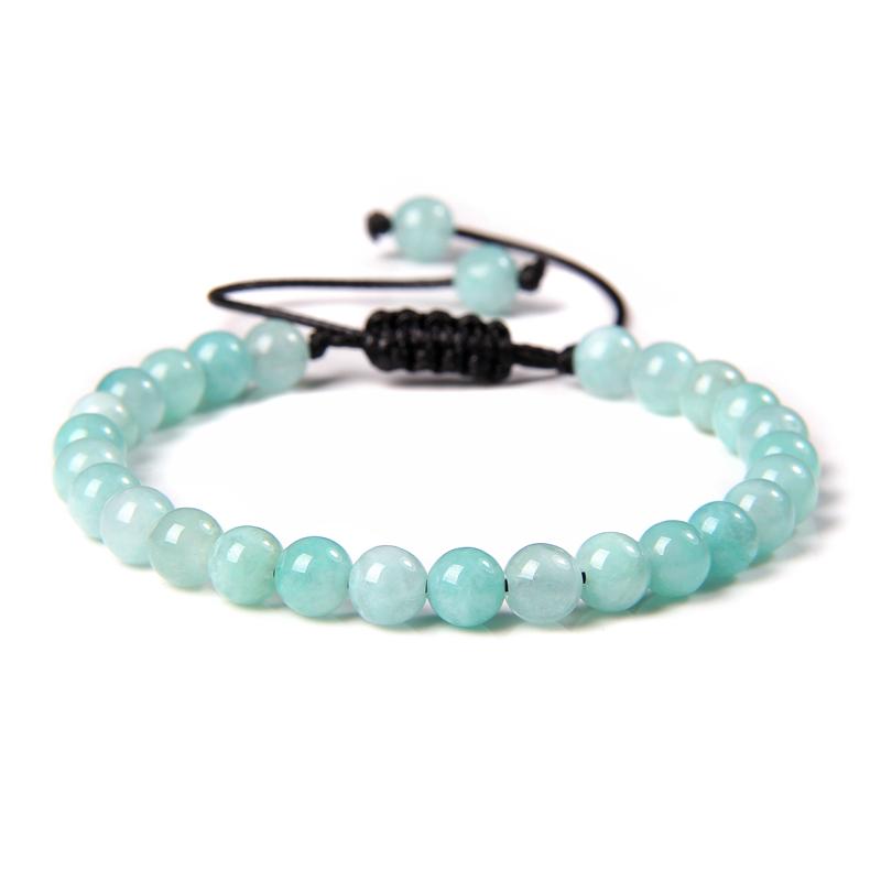 Natural Stone 6mm Beads Bracelet Adjustable Rope String Braided Bracelets For Women Men Amethysts Red Agates Lava Beaded Bangles