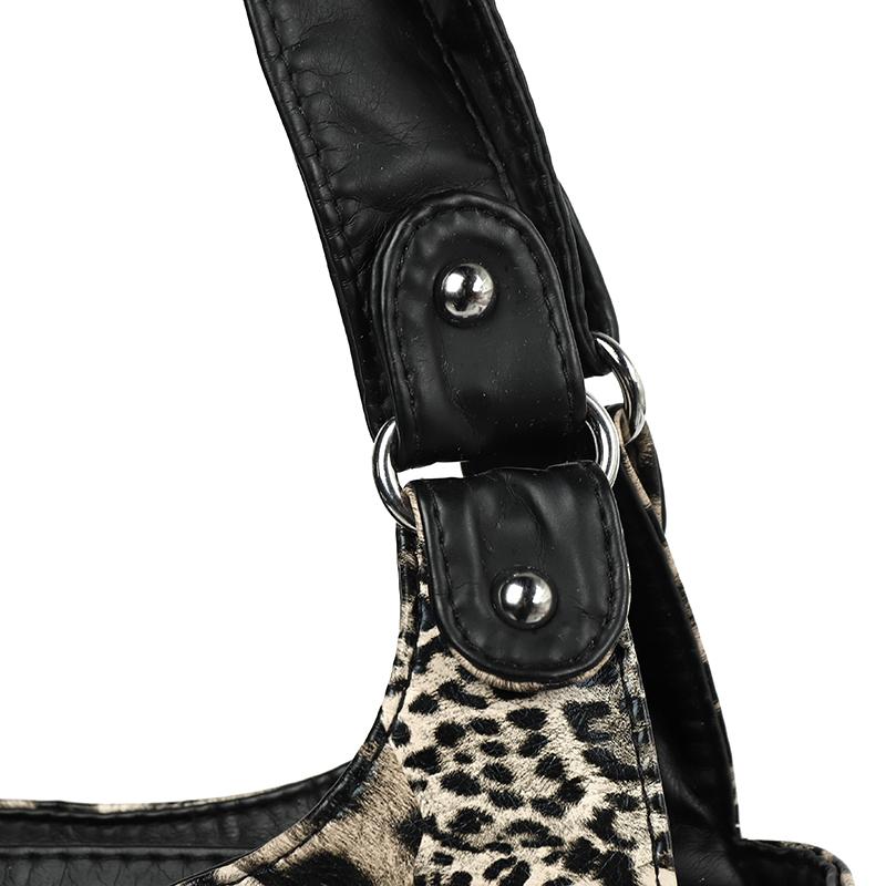 Dámská nákupní taška s leopardím potiskem Velkokapacitní PU taška přes rameno