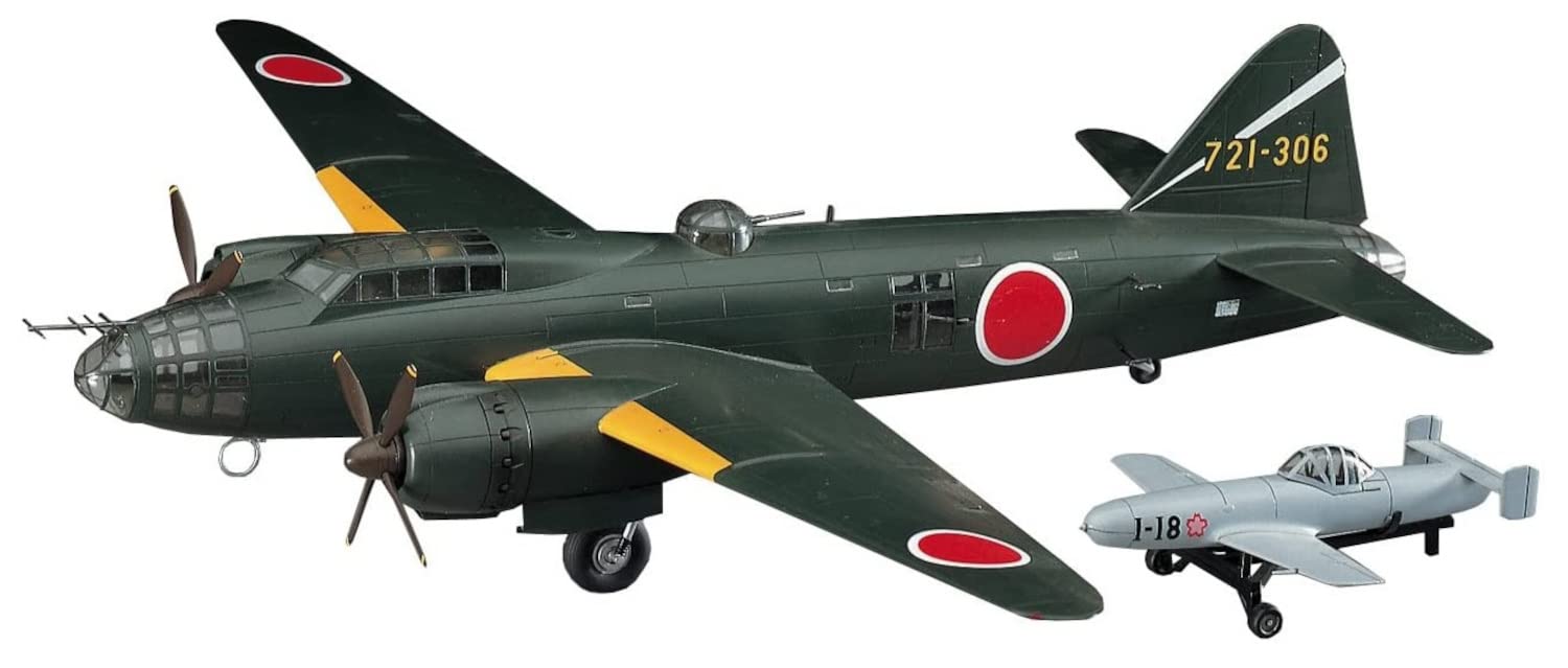 

Hasegawa scale Japanese Navy Mitsubishi G4M2 Type 1 Attack Model 24 Tei with Ohka Type Plastic E20 1/72 Land-Based Aircraft, 11, Model,
