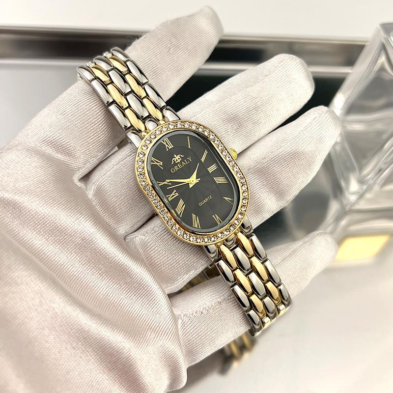 Men's Watch Oval Big Brand Diamond Women's Popular Quartz Watch