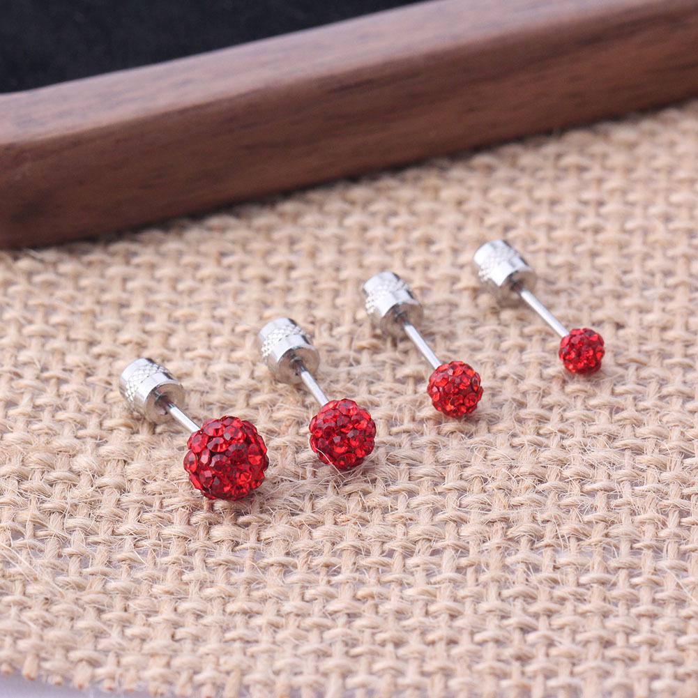 Titanium Steel Multi-Color Diamond Ball Stud Earrings: Niche Design, Sparkling, and Fashionable for Ear Piercings