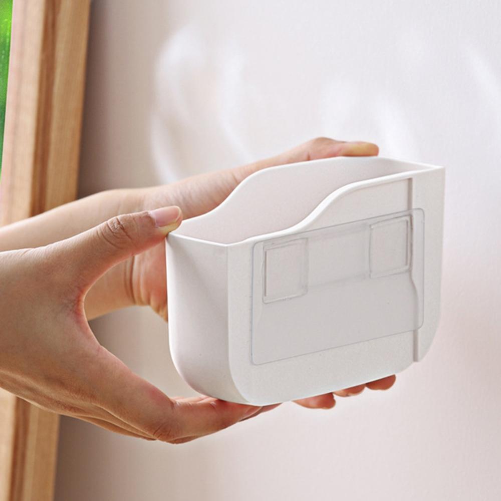 Self Adhesive Wall Mounted TV Storage Box Remote Control Holder Organizer Phone Charging Stand
