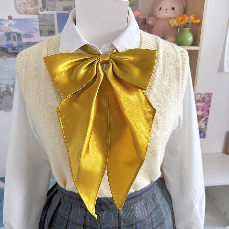 6 Colors New Fashion Solid Color Red Bowties Oversized Bowknot Women College Girls JK Ties Uniform Sailor Suit Butterfly Knot