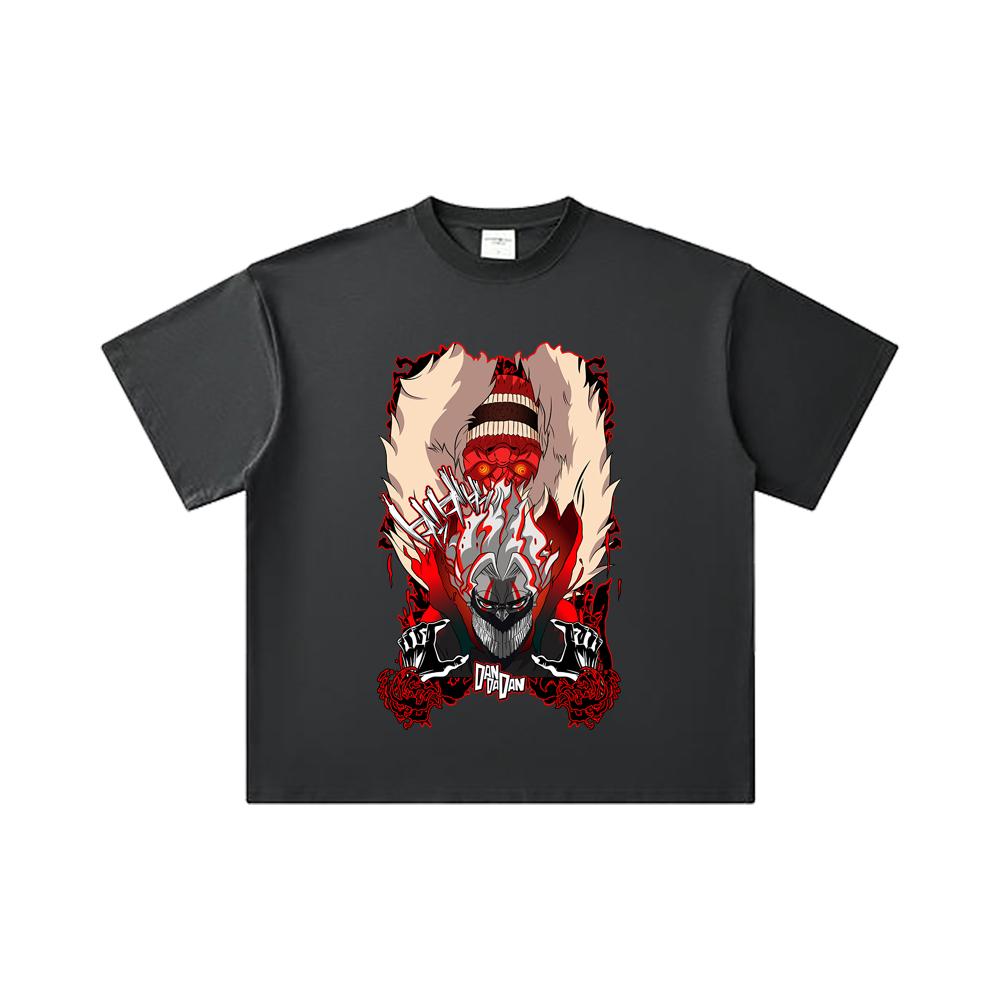 260 GSM Double Yarn 32 Count 100% Cotton Dandadan V34 Okarun Turbo Print Unisex Heavy Cotton T Shirt