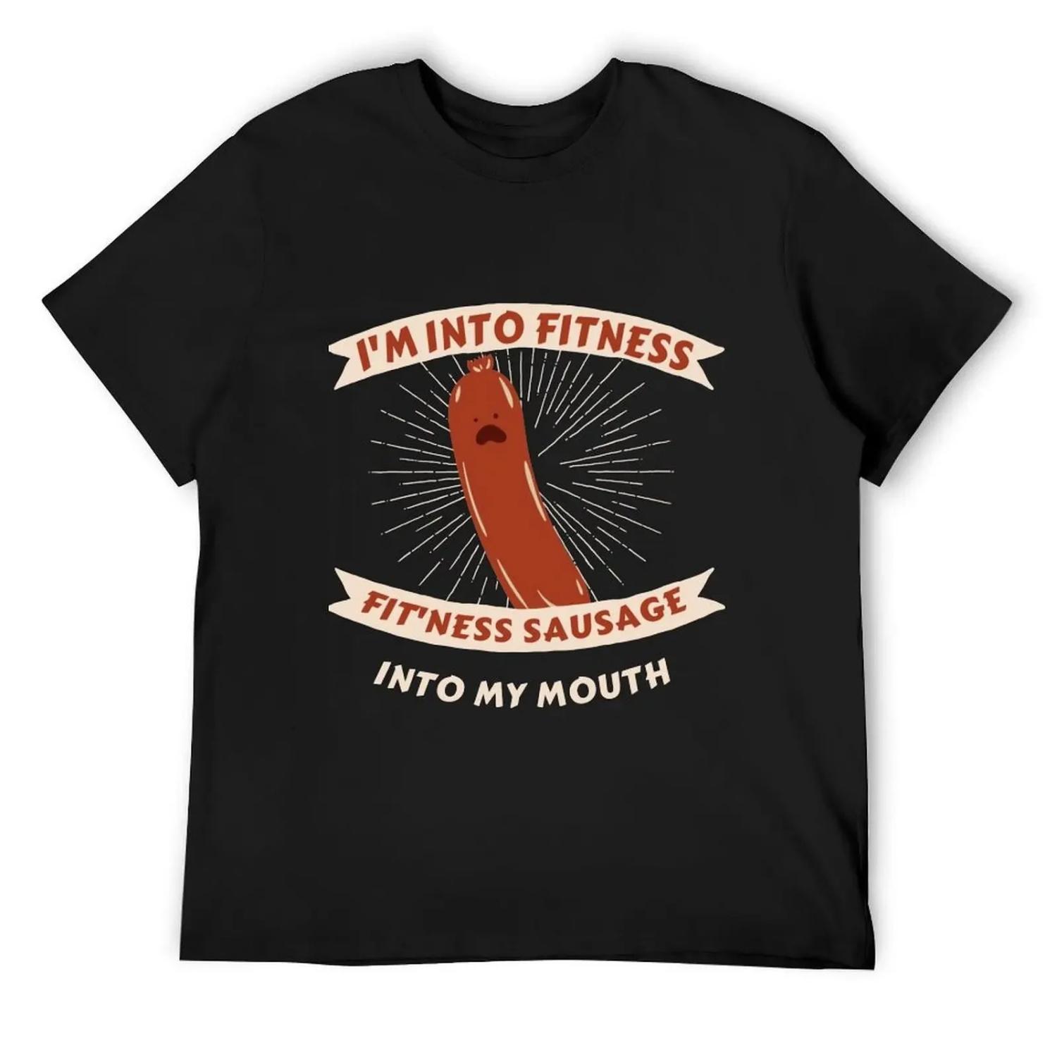 I m Into Fitness Sausage in My Mouth T-Shirt boys whites blue archive shirts graphic tee men clothings S