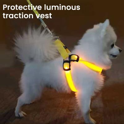 LED Szelki dla Zwierząt Domowych USB Ładowane Podświetlane Szelki dla Psa 3 Tryby Oświetlenia Regulowana Kamizelka Bezpieczeństwa Świecąca w Ciemności do Nocnych Spacerów Średnie Duże Psy