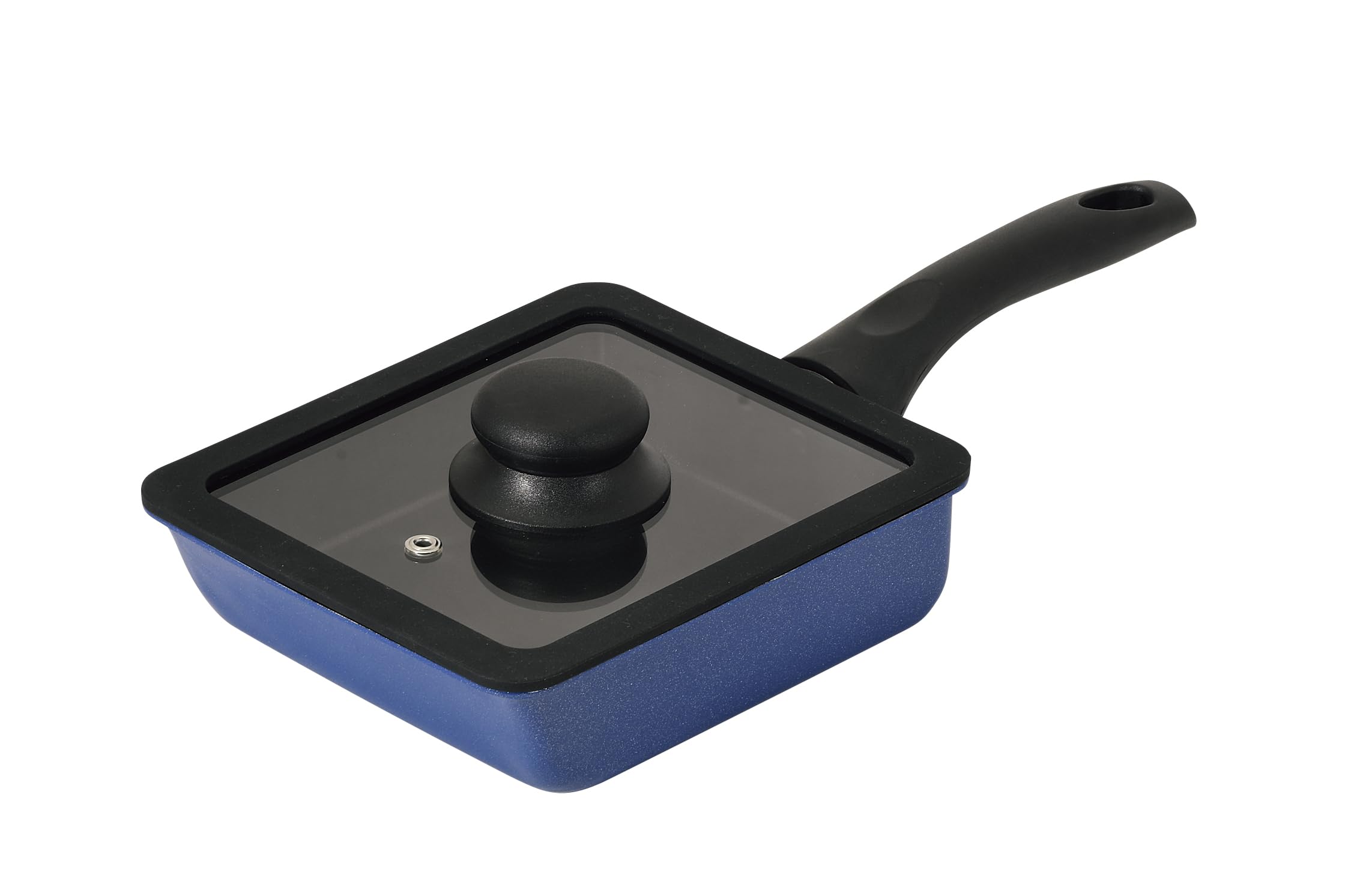 Pearl Metal Frying 15 x 18 Square IH with Glass New Hakopan Pan, cm, Shape, Non-stick Interior, Compatible, Lid, HC-1087