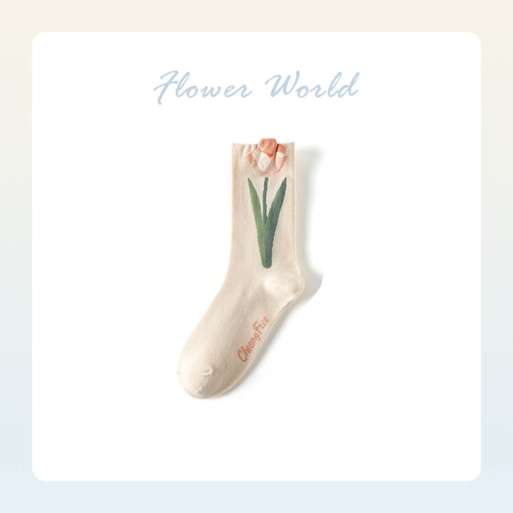 Tulip Lace Socks Warm Cotton Socks Summer Women's Flower Socks  Ladies