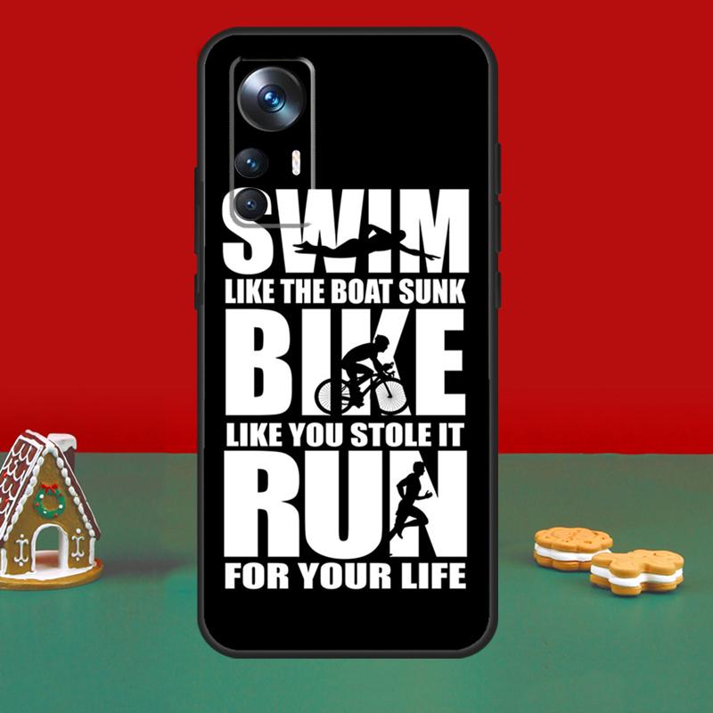 Swim Bike Run Triathlon For POCO M6 Pro X6 Pro X3 X5 F3 F5 M5s Phone Case For Xiaomi 14 12T 11T 13T Pro 12 13 Lite