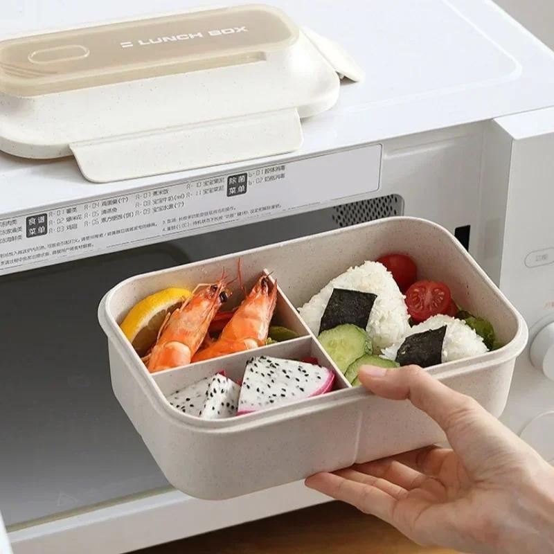Portable Cutlery Set Square Wheat Straw Lunch Box Soup Bowl with Spoon Fork School Office Camping Food Container Tableware Set