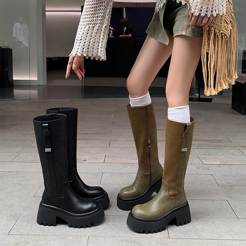Niche design sweet and cool Spice girl platform knight boots autumn and winter new simple fashion high boots comfortable long boots look thin