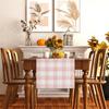 Watercolor Pink White Buffalo Check Plaid Table Runner Gingham Tablecloth Farmhouse Spring Summer Easter Home Kitchen Table Decorations-13×72''(Pink