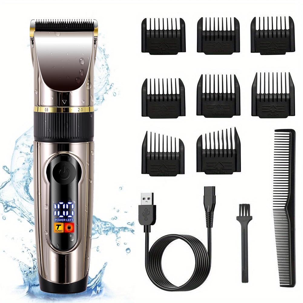 Electric Hair Clipper IPX6 Waterproof Ceramic Blade LCD Display Home Professional Haircut Trimmer Grooming Kit