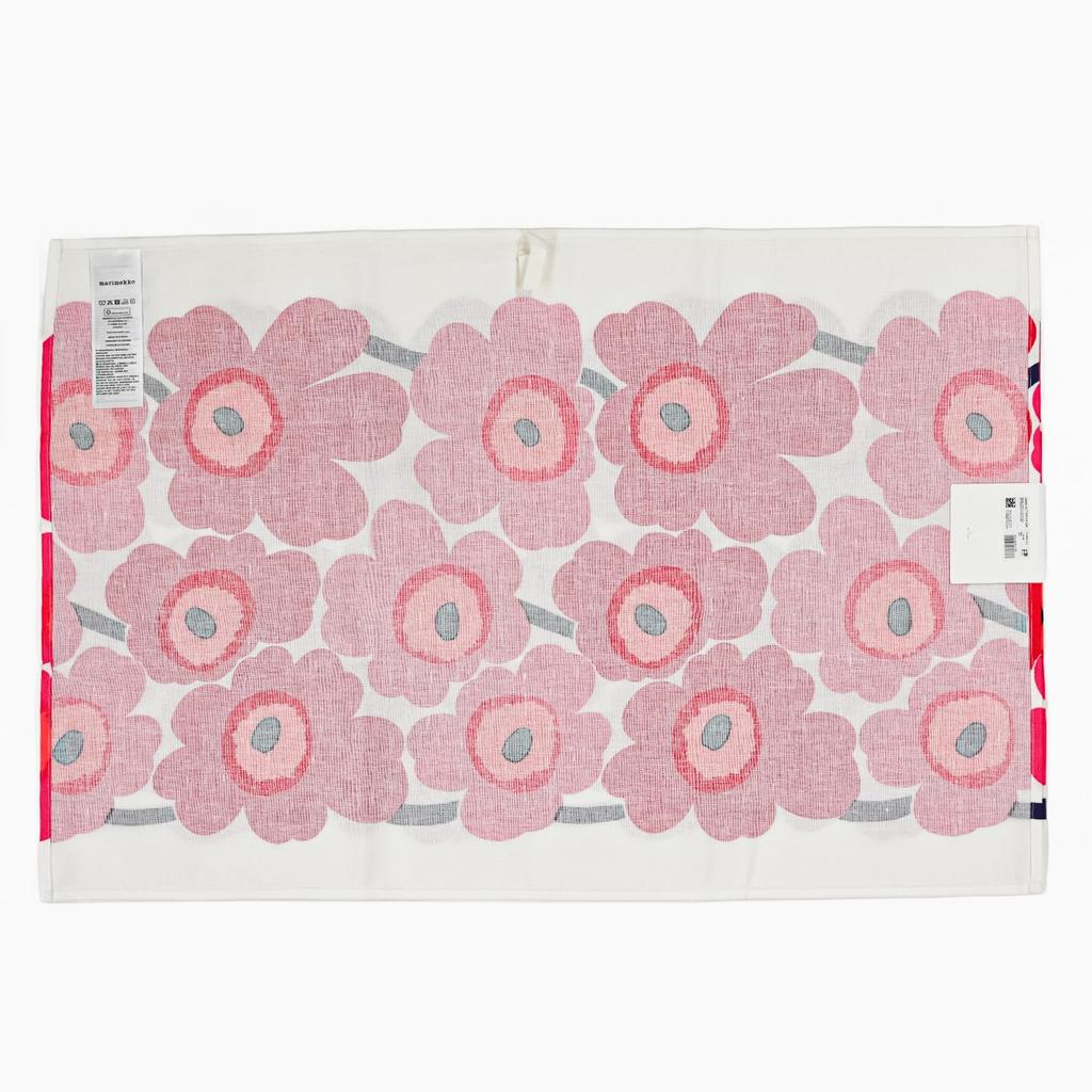 Marimekko Unikko Tea Towel and Placemat Set of 2 (White, Red, and Black) 070683 001 [Parallel Import]