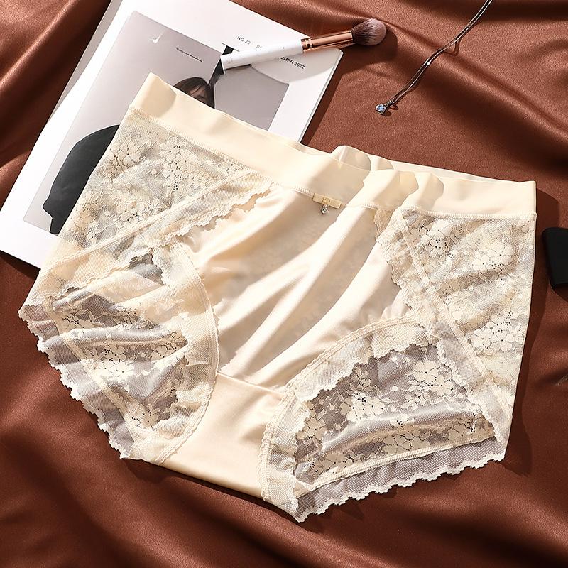 Truser i stor størrelse Lett luksus Dameundertøy Sexy blonder Jacquard truser Pustende skritt Undertruser for kvinner