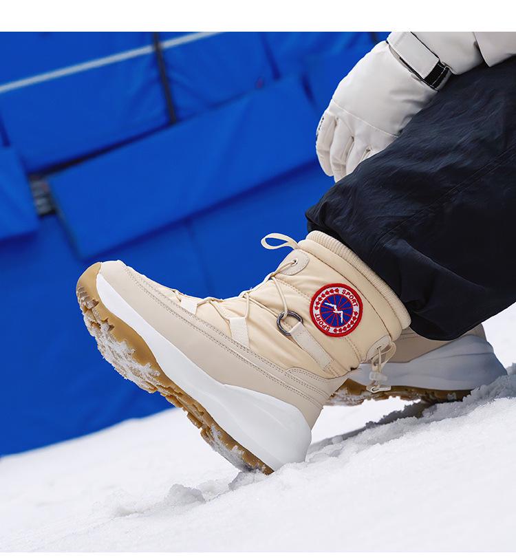 Unisex Snow Boots with Fleece Lining, Women's Cold-Resistant Travel Shoes, Non-Slip Waterproof Men's Footwear