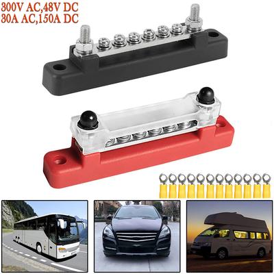 Bloc de distribution d'alimentation 6 voies Barre omnibus Bloc de jonction 300V AC 48V DC 130A AC 150A DC Bornes à goujons pour voiture camping-car camion bateau