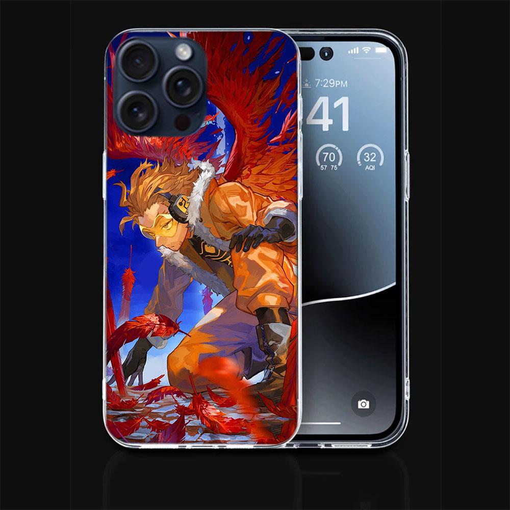 Anime MHA Hawks BNHA Klare Handyhülle Für Iphone 17 Air 16 Pro Max 15 Pro 14 Plus 17E 16E 11 13 12 Mini Hüllen Cases Fundas Cell