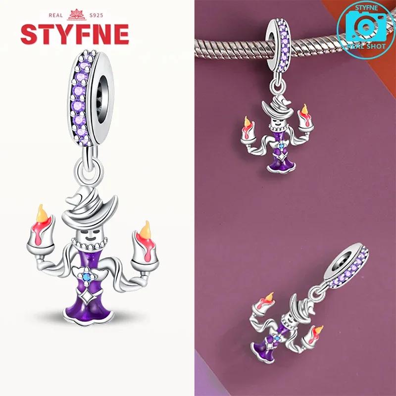 New Copper Purple Flying Witch Hat & Magic Book Stylish Charms Beads Fits Original Bracelet Jewelry Diy Halloween Charm For Women Gifts