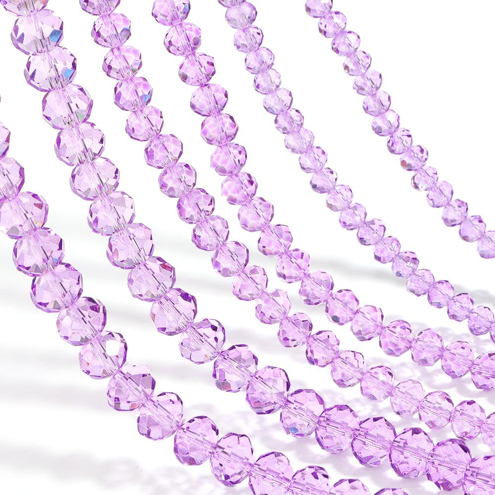 3/4/6/8/10mm Light Purple Faceted Crystal Beads Glass Loose Spacer Beads For Jewelry Making DIY Bracelets Necklace Accessories