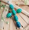 Malachite Gemstone 925 Sterling Silver Plated Gifted Cross Shape Pendant Jewelry NST-J2H11292