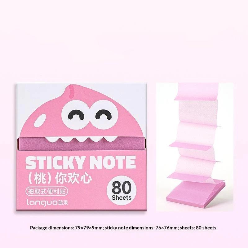 Pull-Out Pearlescent Paper Sticky Note 80 Sheets Per Box Self-Adhesive Memo Pad for Kids School Homework Reminder
