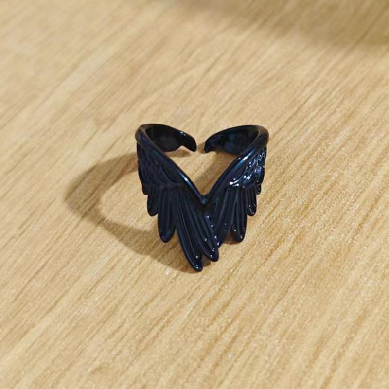 Inele Deschise Retro cu Aripi de Înger și Demon pentru Femei Cupluri Punk Gothic Accesorii Reglabile pentru Degete Cadouri Hip Hop
