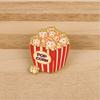 Cartoon Cat Popcorn Lapel Pin Cute Food Series Brooch for Bags Jackets & Backpacks Zinc Alloy Rust-Proof Unique Gift for Kids Teens Cat Lovers
