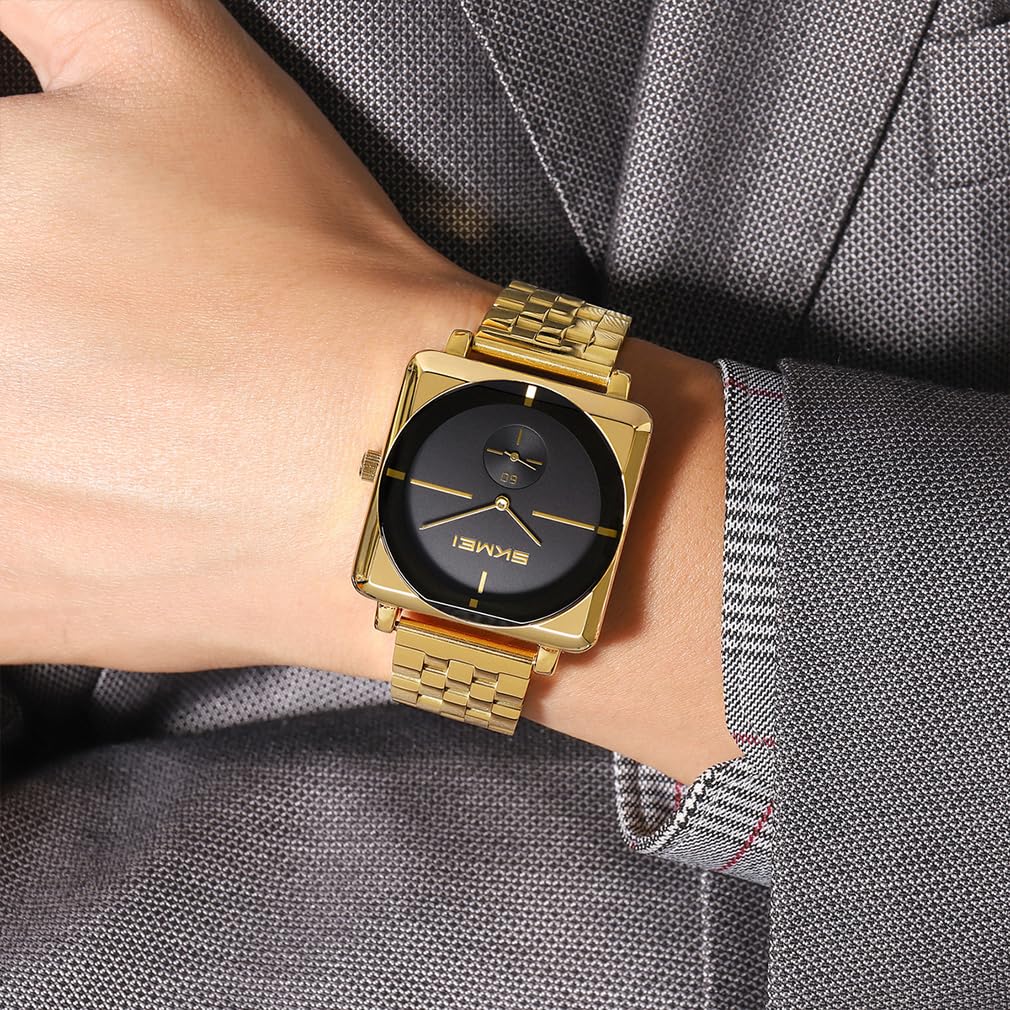 SKMEI Square Watch for Stainless Watch for Men Men, Simple, Stylish, Steel, Wristwatch, Gentleman, Waterproof, Analog, Business, Casual, Men's Watch,