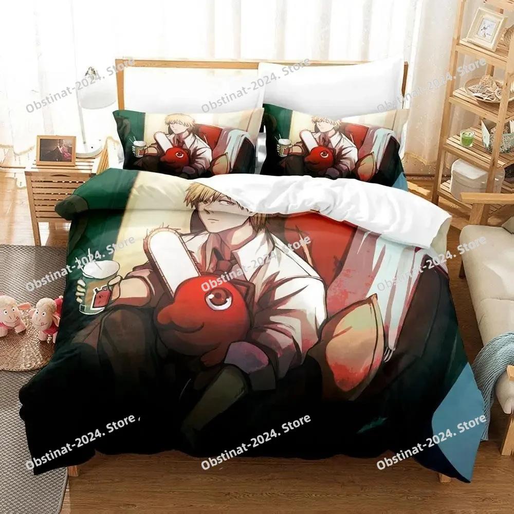 Chainsaw Man Pochita Printed Bed Set Duvet Cover Pillowcase Bedding Set Bed Linen Sheet Quilt Cover Full Queen King Size