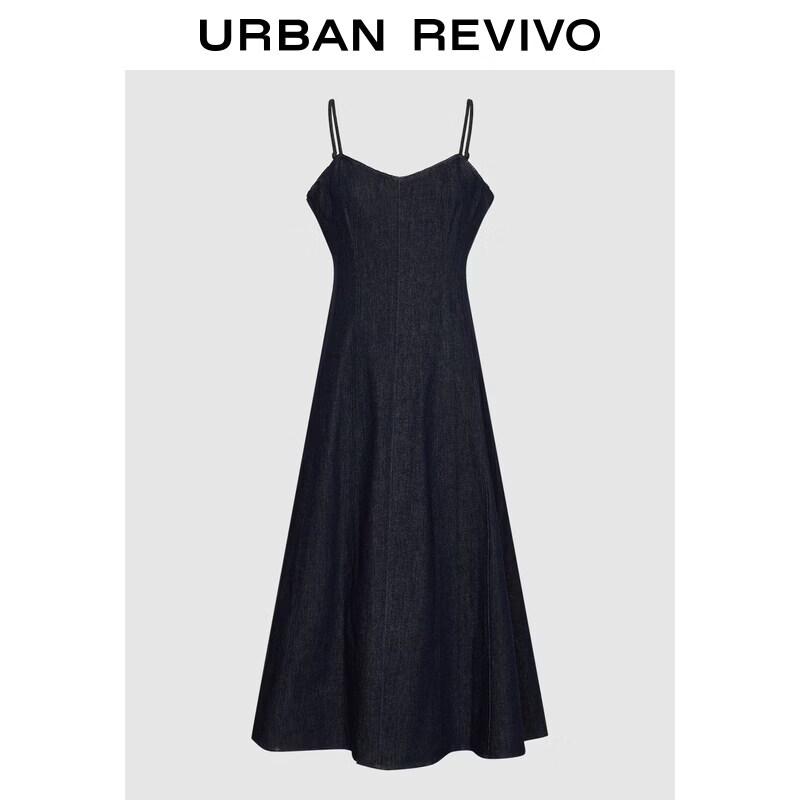 

UR2026 Women s Elegant V-Neck Denim Midi Dress