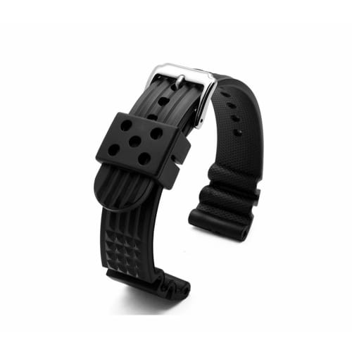 Compatible SEIKO Watch Strap, 22mm Band, Replacement Band, Silicone (Black)