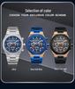Sanda Men's Skeleton Steel Band Wristwatch with Six-Hand Calendar - Stylish & Waterproof