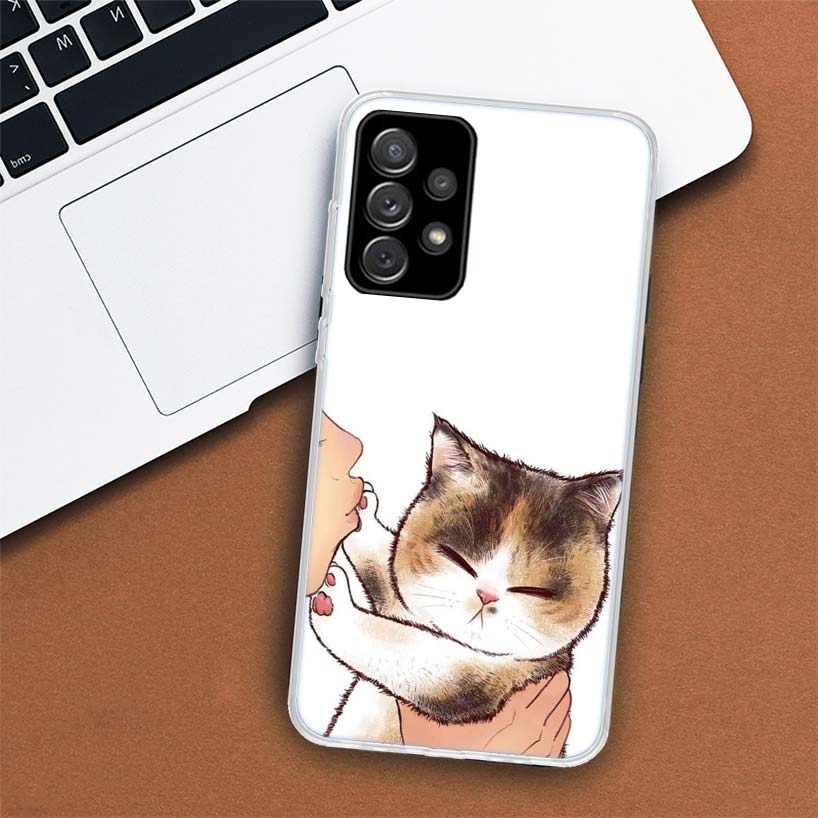 Küss Meine Liebliche Katze Kätzchen Handyhülle Für Samsung Galaxy A53 A52 A73 A72 A12 5G A13 A22 A23 A32 A33 A02S A03S A42 A43 A50S Coque
