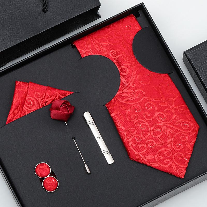 Галстук Свадебный Жених Шесть Предметов Мужской Костюм Деловая Корейская Версия 8см Ручная Полоска Розовый Красный Фиолетовый