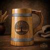 Handmade Wooden Beer Mug, Wood with Sheesham Finish, Barrel Style, Lightweight & Durable, for Craft Beer, Home Bar, Café, Party, Gift(350ml)