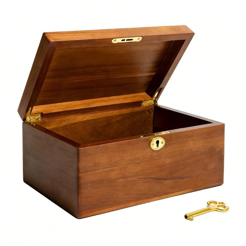 

Practical Wooden Storage Container Including Wheels for Mobility Key Security Natural Materials homes Organization 1