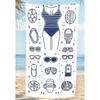 Vintage Nautical Sketch Beach Towel Large Soft Absorbent Towel Hand-Drawn Anchor Ship Wheel Print Quick-Dry Lightweight Towel