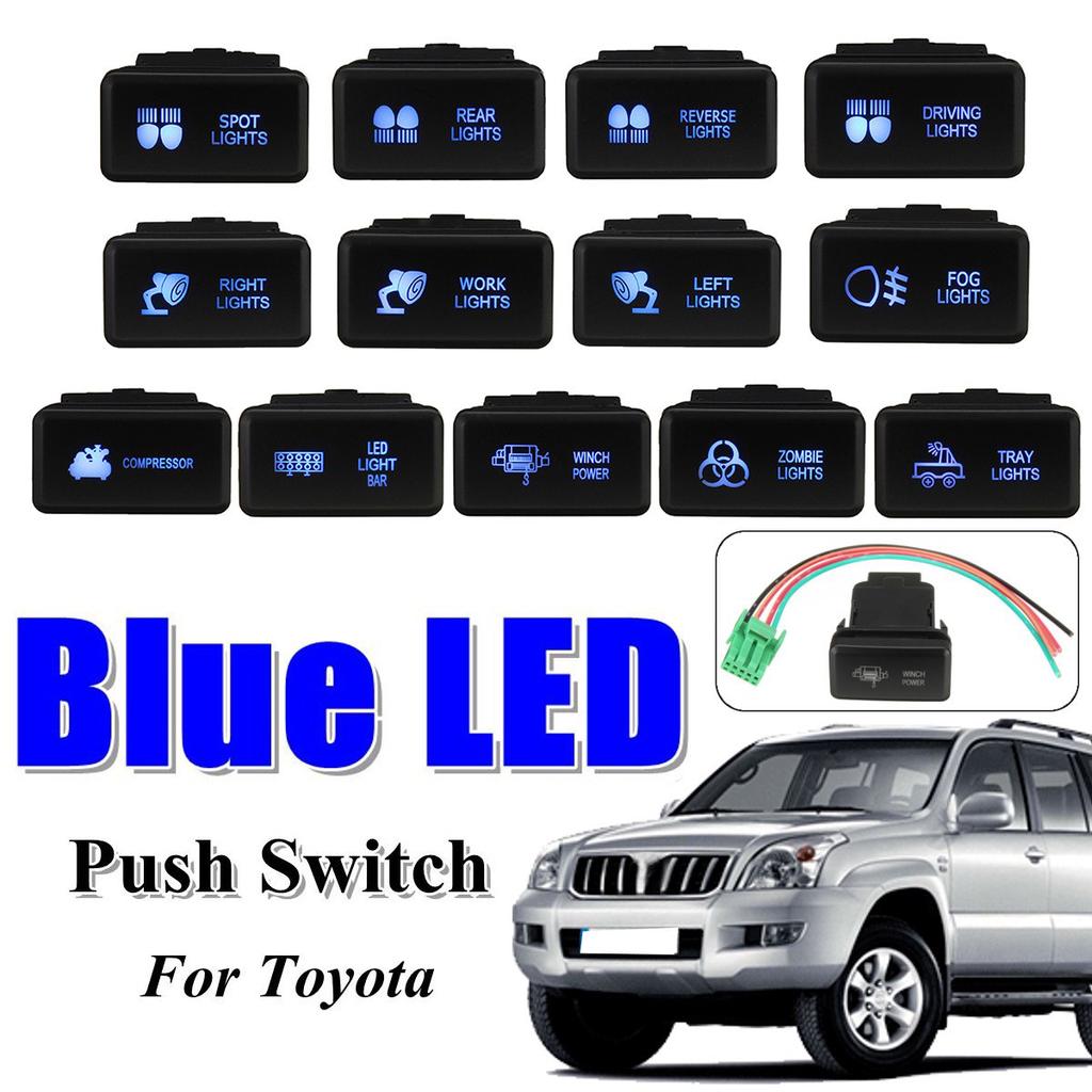 Push Switch Button Blue LED Spot Light For Toyota Landcruiser Prado 120