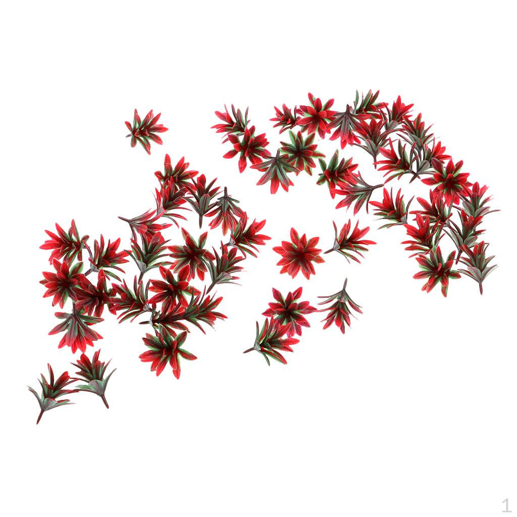 50Pcs Mini Orchid Flower Model Train Trees Shaped Scenery Landscape Red