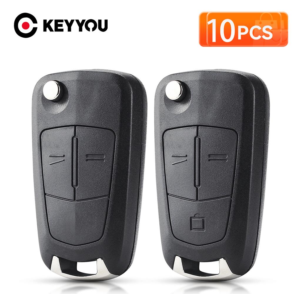 KEYYOU 10pcs Flip Remote Folding Car Key Fob Case Shell For Vauxhall Opel Astra H Corsa D Vectra C Zafira Astra Vectra Signum