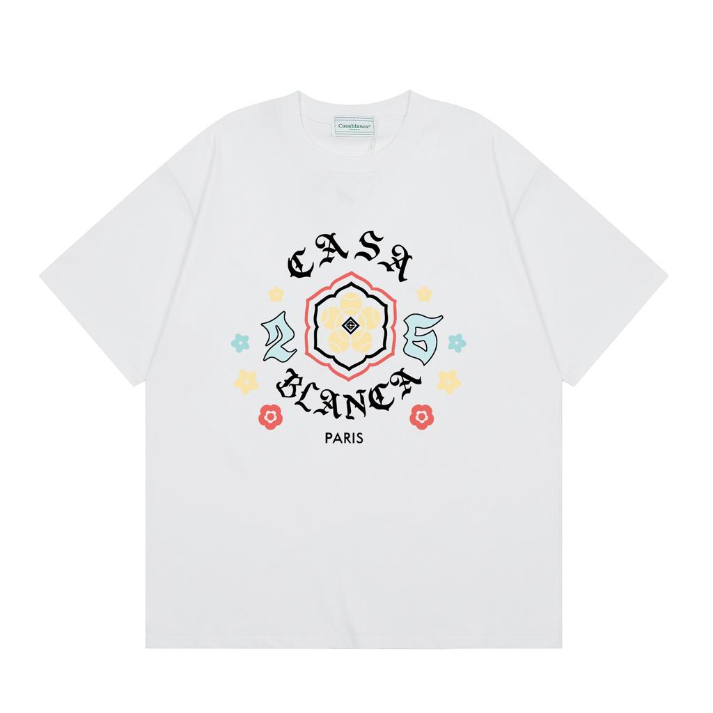 Grenzüberschreitend auf Lager exklusiv Casablanca Doppelgaze reine Baumwolle Unisex T-Shirt Hip-Hop lässig Kurzarm locker Rundhals