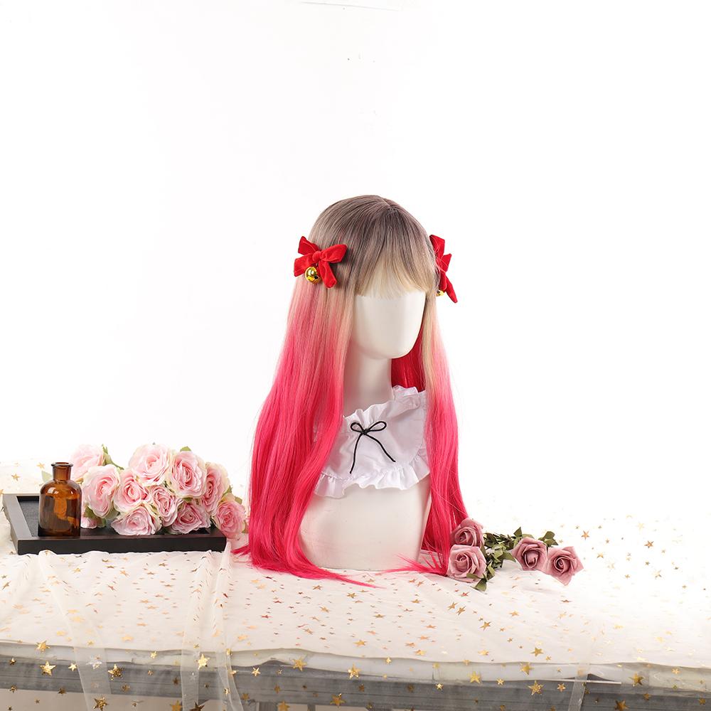 Bybrana Lange, gerade Ponyfransen, gefärbte Kopfbedeckung