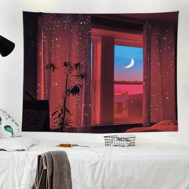 Home Wall Decoration Tapestry Window Scenery Background Hanging Cloth Bedroom Living Room Tapestry