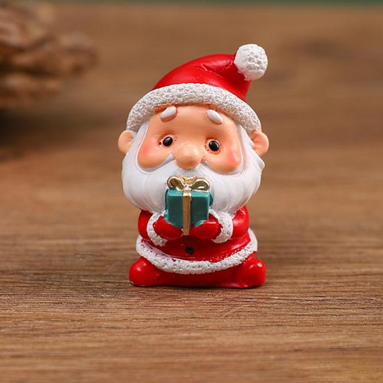 Yousheng Christmas Miniature Figurines Mini Resin Santa Claus/Snowman/Tree/Bear/Rabbit Figurine 3D Cute Christmas Statue for Home Desk Decor Dollhouse