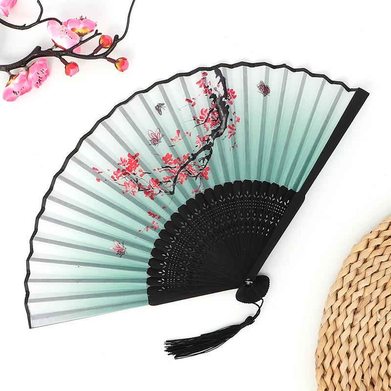 Hanfu skládací vějíř pro ženy inspirovaný japonským a čínským stylem – Scénický tanec bambusový styl